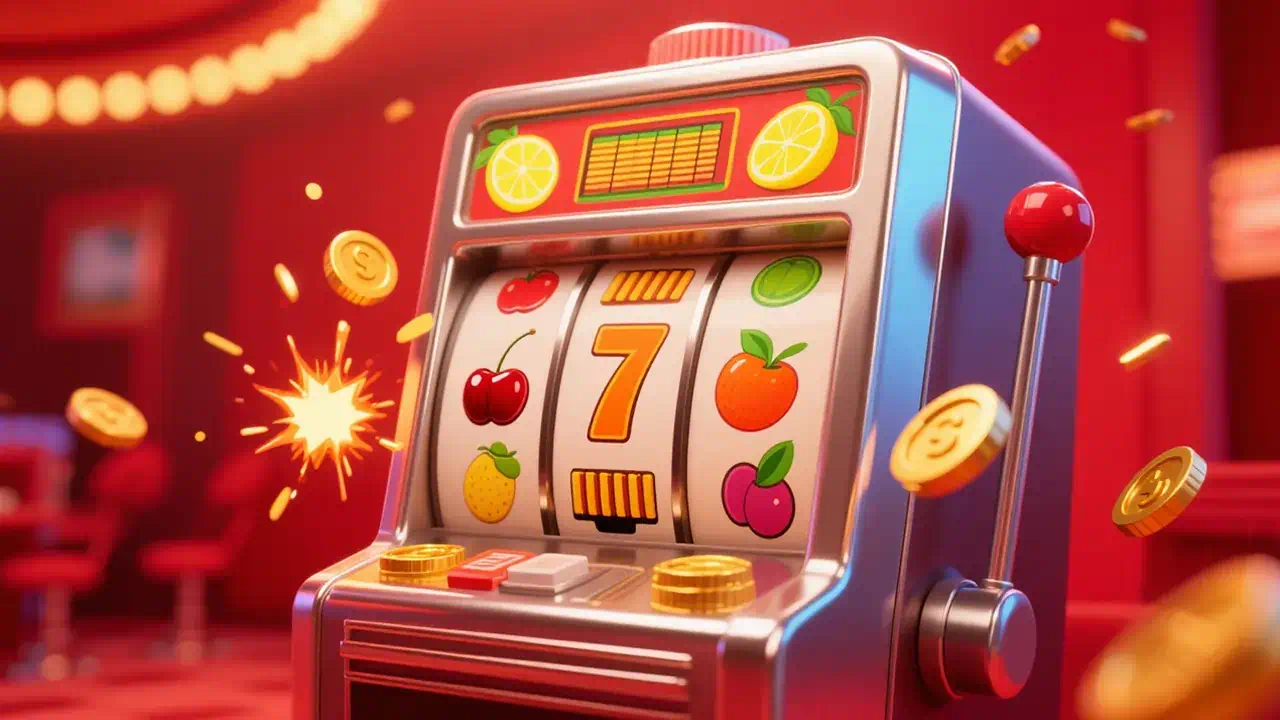 Slot com jackpot progressivo e luzes da cidade