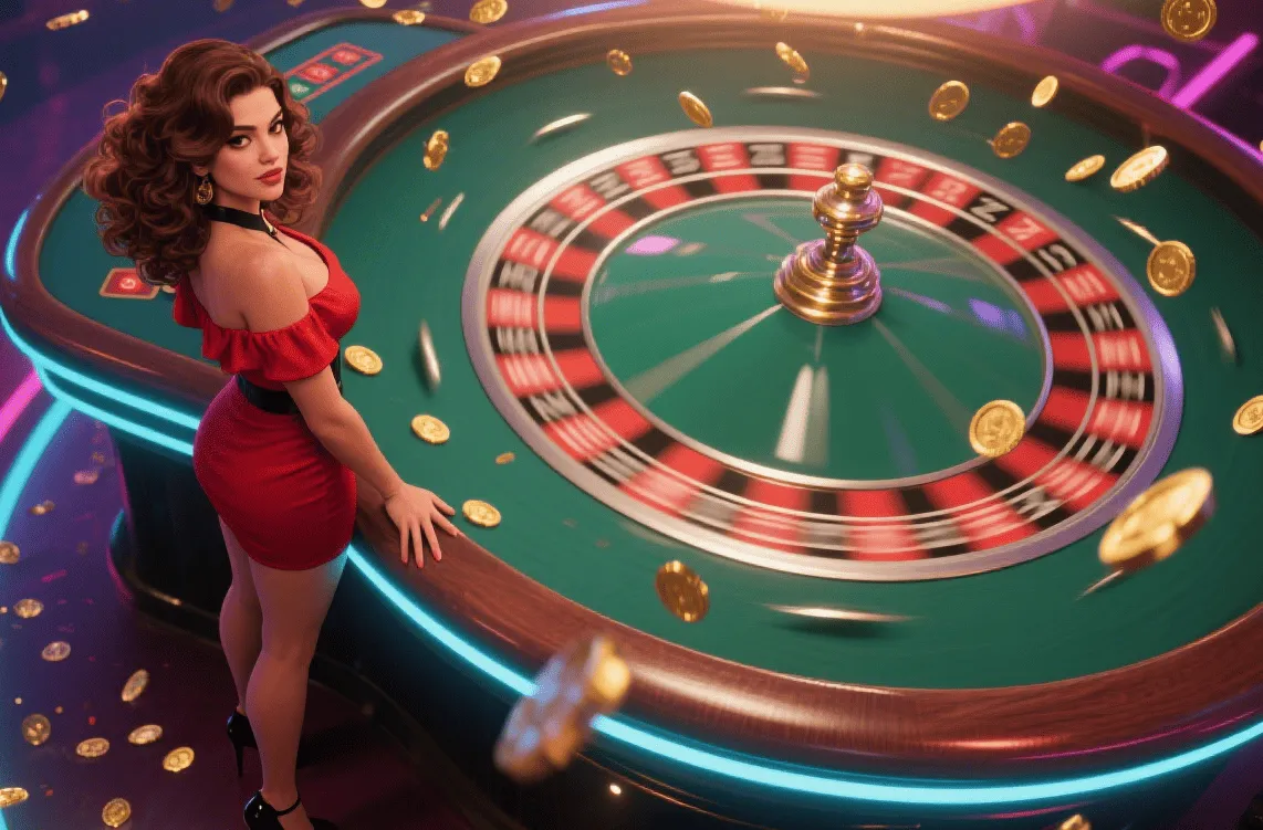 Roleta europeia com bola prestes a cair